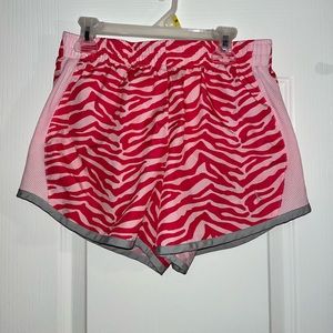Zebra print athletic shorts hot pink and light pink